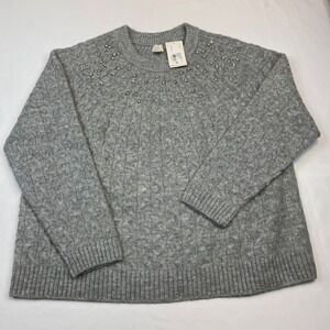 A New Day Embellished Rhinestone Sweater Gray Women's 2X NWT Holiday Sparkle